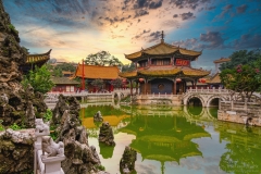 Yuantong Ancient Buddhist Temple in the Gardens of Eternal Spring at Dusk - Kunming, China